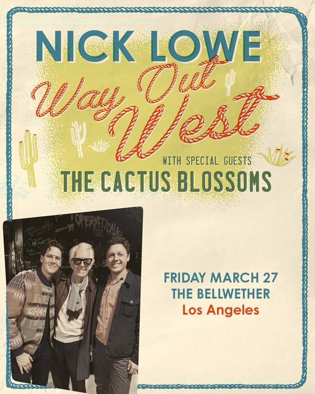 MEMBERS ONLY: Nick Lowe at The Bellwether on Friday, March 27