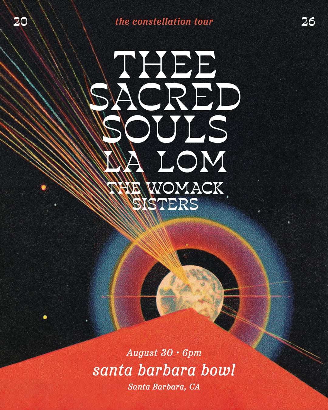 Thee Sacred Souls at the Santa Barbara Bowl on Sunday, August 30 with LA LOM & The Womack Sisters